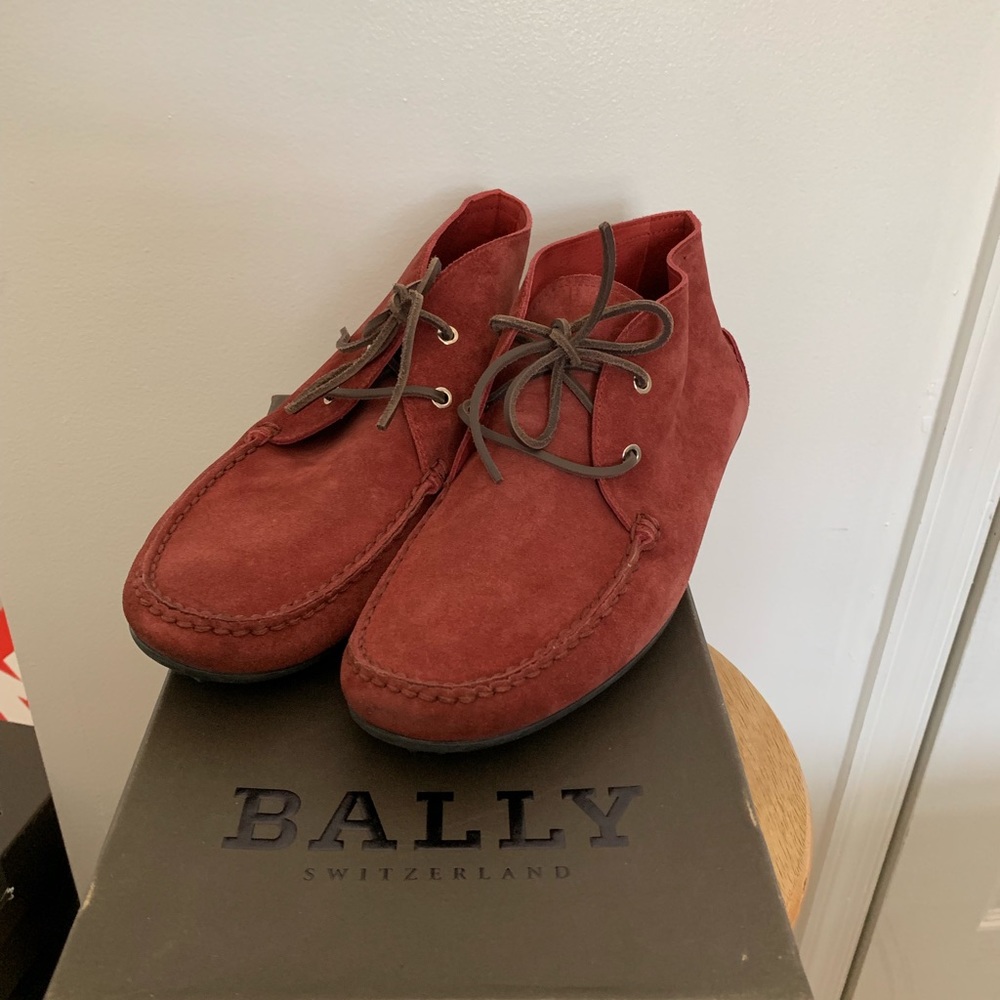 Bally red suede shoes